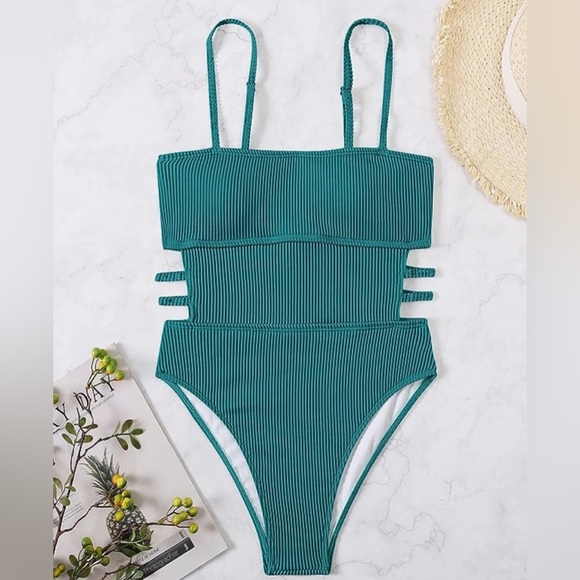 Women’s One Piece Swimsuit Ribbed - Picture 1 of 9